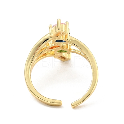 Cubic Zirconia Oval Open Cuff Ring RJEW-E046-20G-1