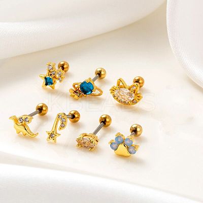 316L Stainless Steel Cubic Zirconia Cartilage Earrings for Women WGF6ABA-21-1