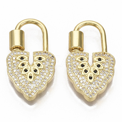 Brass Micro Pave Cubic Zirconia Screw Carabiner Lock Charm X-ZIRC-R110-020-NF-1