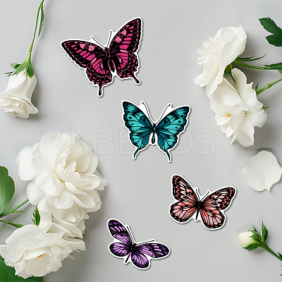 4Pcs Butterfly Carbon Steel Cutting Dies Stencils with PET Hollow Out Drawing Painting Stencils Sets & 1Pc PVC Plastic Stamps DIY-GL0004-149-1