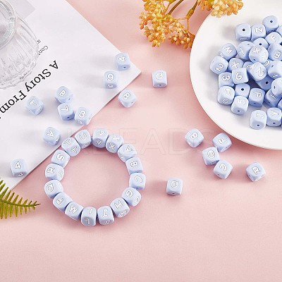 108 Pcs White Cube Silicone Beads Letter Number Square Dice Alphabet Beads with 2mm Hole Spacer Loose Letter Beads for Bracelet Necklace Jewelry Making JX438C-1