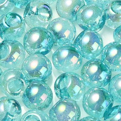 UV Plating Rainbow Iridescent Acrylic Beads X-OACR-G012-06-1