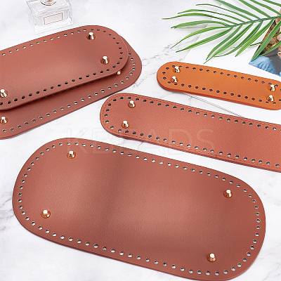 Oval PU Leather Knitting Crochet Bags Nail Bottom Shaper Pad DIY-PH0008-30-1