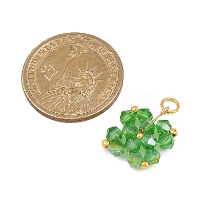 5Pcs 5 Colors Transparent Glass Beads Pendants PALLOY-JF04465-01-1