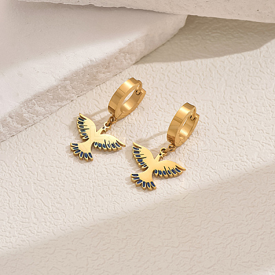 Metal Bird 201 Stainless Steel Hoop Earrings for Women Daily Versatile Jewelry SE6238-4-1