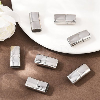 Tarnish Resistant Smooth 304 Stainless Steel Magnetic Clasps with Glue-in Ends LS-STAS-E055-10-1
