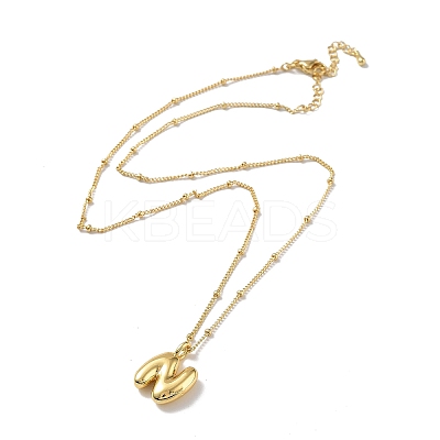 Initial Letter Brass Pendant Necklace NJEW-A015-21G-N-1