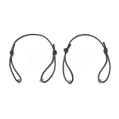 2Pcs 2 Colors Adjustable Waxed Polyester Cord Bracelet Making AJEW-JB01312-1