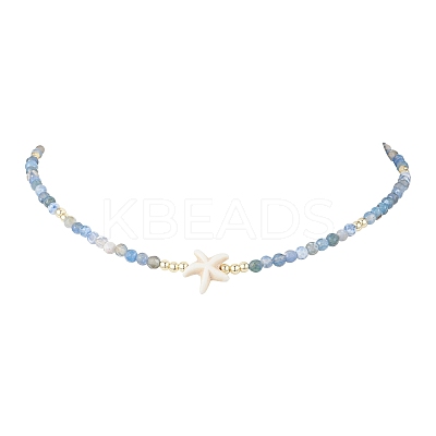 Summer Beach Dyed Natural Fire Crackle Agate Round Beaded Necklaces NJEW-JN05262-02-1