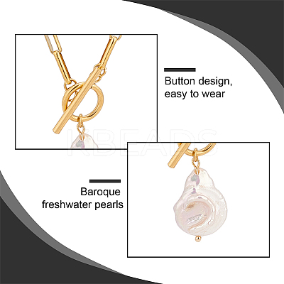 2Pcs 2 Colors Natural Pearl Beaded Pendant Neckaces Set NJEW-AN0001-16-1