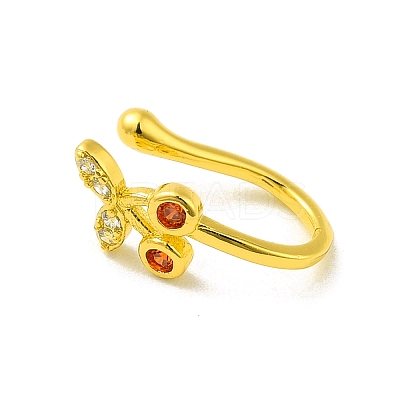 Red Cubic Zirconia Cherry Clip on Nose Rings AJEW-F059-07G-1