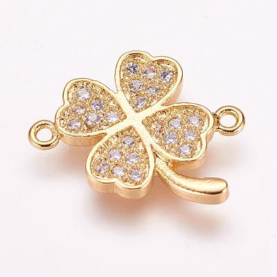 Brass Micro Pave Cubic Zirconia Links ZIRC-E118-13G-1