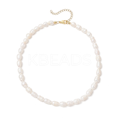 Natural Cultured Freshwater Pearl Rice Beaded Necklaces for Women NJEW-JN05337-01-1
