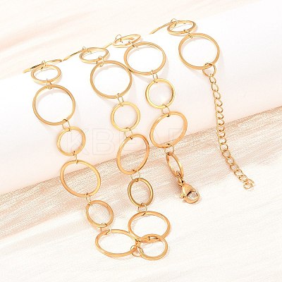 304 Stainless Steel 8MM and 12MM Ring Link Chain Necklaces NJEW-P343-02B-G-1