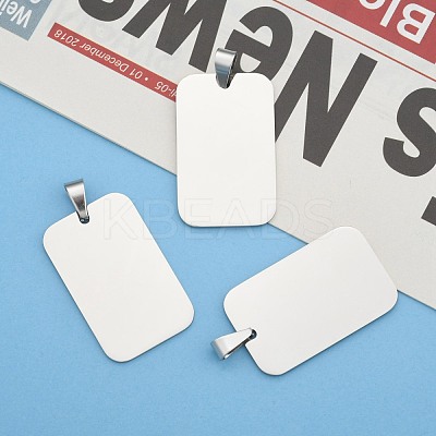 Tarnish Resistant Rectangle Tag Pendants STAS-H061-04-1