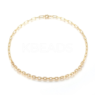 Brass Paperclip Chains Necklaces NJEW-I235-02G-1