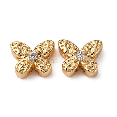 Brass Micro Pave Clear Cubic Zirconia Beads KK-Z112-46G-1