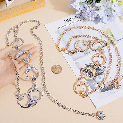 2Pcs 2 Colors Alloy Link Chain Belts AJEW-GF0009-21A-1