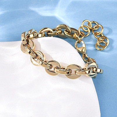 304 Stainless Steel Oval Link Chain Bracelets for Women BJEW-Z128-01G-02-1