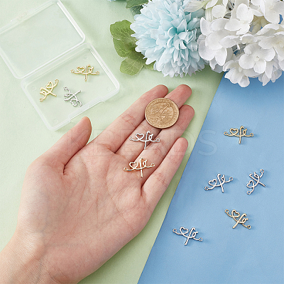 10Pcs 2 Colors Rack Plating Brass Connector Charms KK-BC0011-42-1