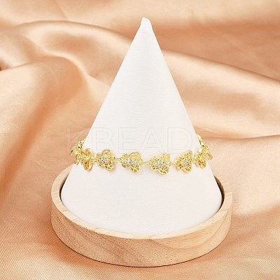 Brass Micro Pave Clear Cubic Zirconia Link Chain Bracelets for Women BJEW-A090-10C-G-1