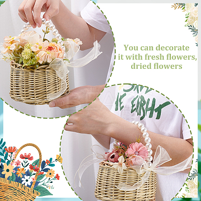 Wicker Flower Baskets with Handle DIY-WH0899-431B-1