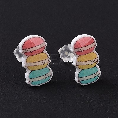 Colorful Acrylic Imitation Food Stud Earrings with Platic Pins for Women EJEW-F293-02A-1