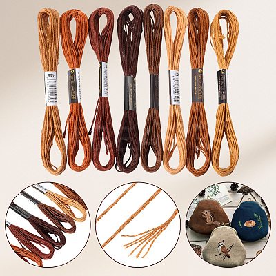 8 Skeins 8 Colors 6-Ply Polyester Embroidery Floss OCOR-CY0002-09A-1