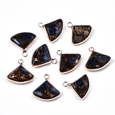 Fan Assembled Synthetic Bronzite and Regalite/Imperial Jasper Pendants G-N330-023-D01-1