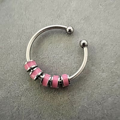 304 Stainless Steel Enamel Disc Beaded Adjustable Open Rings FS-WGAD8B0-03-1