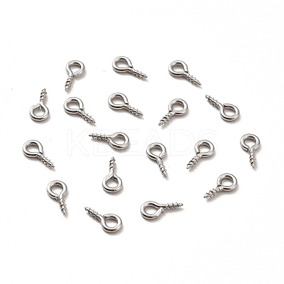 Non-Tarnish 304 Stainless Steel Screw Eye Pin Peg Bails X-STAS-E044-07P-01-1