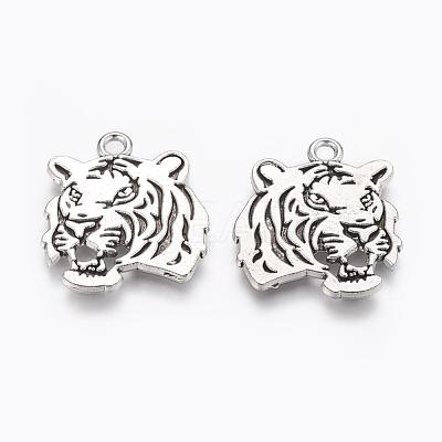 Tibetan Style Alloy Tiger Pendants TIBEP-Q043-298-RS-1