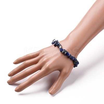 Natural Lapis Lazuli Chip Beads Stretch Bracelets BJEW-JB05765-06-1