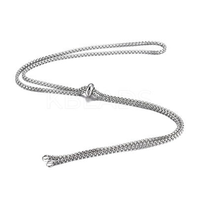 Tarnish Resistant 304 Stainless Steel Box Chain Slider Necklace Making MAK-H100-01P-1