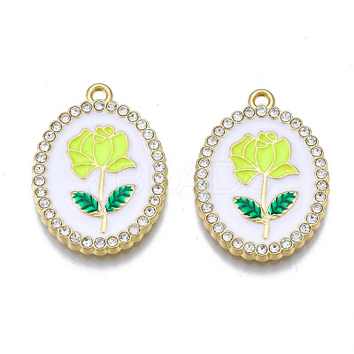 Rack Plating Alloy Enamel Pendants PALLOY-S132-337G-1