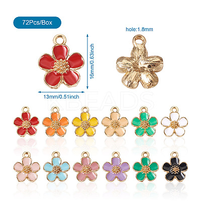 72Pcs 12 Colors Eco-Friendly Zinc Alloy Pendants FIND-CD0001-20-1