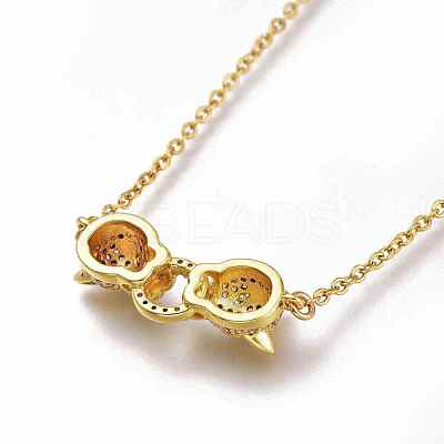 Brass Micro Pave Cubic Zirconia Door Knocker Pendant Necklaces NJEW-H202-01G-1