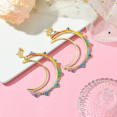 Brass Linking Ring Studs Earring EJEW-MZ00134-1