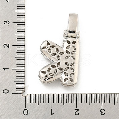 Brass Micro Pave Clear Cubic Zirconia Pendants KK-B099-01P-K-1