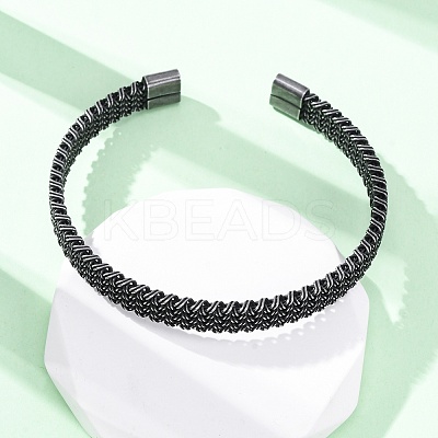 316 Surgical Stainless Steel Cuff Bangles for Men BJEW-P319-05A-B-1