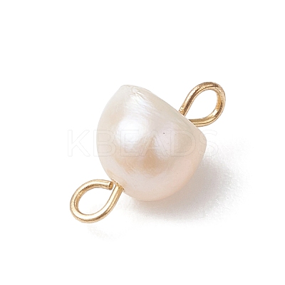 6Pcs 2 Colors Natural Freshwater Pearl Potato Connector Charms with 304 Stainless Steel Double Loops PALLOY-JF04947-1