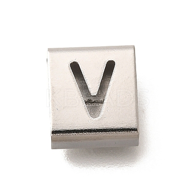 Letter Style 304 Stainless Steel Square Slide Charms STAS-L132-14V-1