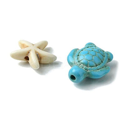 DIY Synthetic Turquoise Turtle & Starfish Stretch Bracelet Making Kits DIY-FS0005-60-1