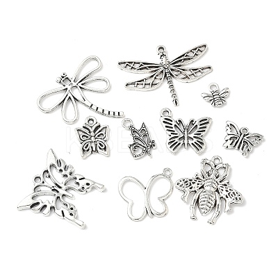 50Pcs 10 Styles Tibetan Style Pendants TIBEP-FP0001-15-1