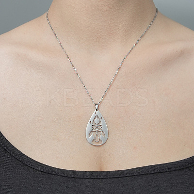 Non-Tarnish 201 Stainless Steel Hollow Rocket Pendant Necklace NJEW-OY001-74-1