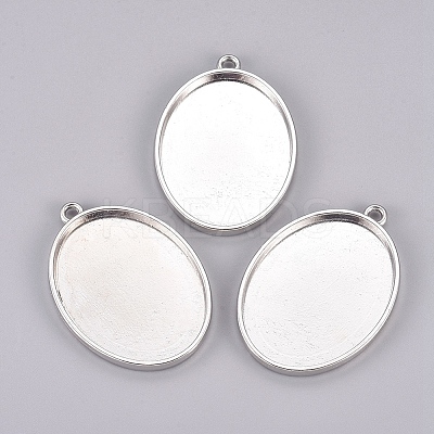 Tibetan Style Alloy Oval Tray Pendant Cabochon Settings LS-TIBEP-A19948-P-LF-1
