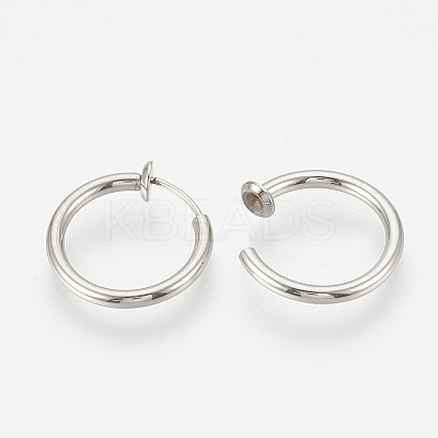 Tarnish Resistant 201 Stainless Steel Retractable Clip-on Hoop Earrings LS-STAS-S100-01-1