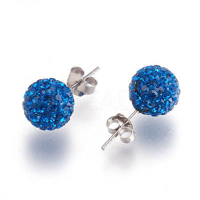 Gifts for Her Valentines Day 925 Sterling Silver Austrian Crystal Rhinestone Ball Stud Earrings for Girl Q286H131-1