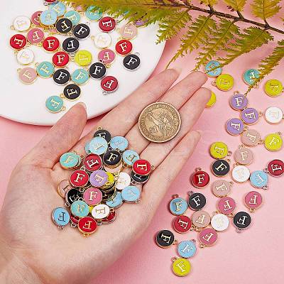 120Pcs 12 Colors Golden Plated Alloy Charms ENAM-SZ0001-64F-1