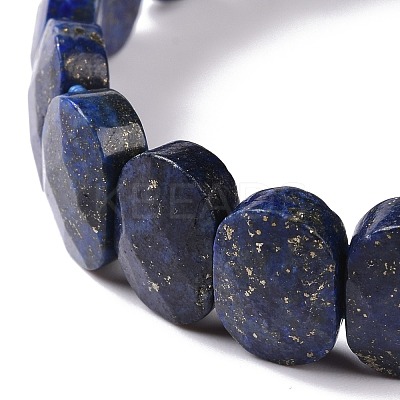 Natural Lapis Lazuli Oval Beaded Stretch Bracelet G-E010-01Q-1